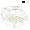 Bunk Beds Triple 3ft Single Bed Pine Wood Bed Frame High Sleeper for Kids White