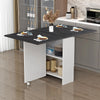 120x72cm Drop Leaf Table Folding Mobile Kitchen Dining Table with Open Shelves