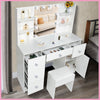 White Dressing Table with 10 LED Lights Mirror and Stool & 5 Drawers Vanity Set