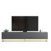 TV Unit I 200cm Wide Cabinet I Grey Fluted Doors I Gold Base I Modern Style