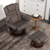 Massage Recliner Chair with Footstool, Upholstered Reclining Armchair, Brown