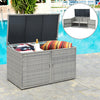 Outdoor PE Wicker Storage Bin Garden Patio 330L 2-Tier Rattan Deck Box with Lid