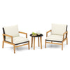 3Pcs Outdoor Rattan Furniture Set Garden Patio Wicker Chair & Side Table Set