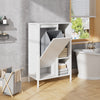 Bathroom Organizer White Wooden Iron Shelf Large Capacity w Dirty Clothes Basket