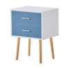Bedside Table Nightstand Cabinet Wood Legs 2 Drawers Side Table Storage
