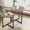 Nesting Coffee Table Round & Teardrop Wood Grain Side End Table for Living Room