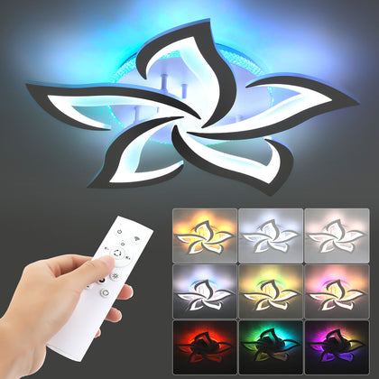 Modern Chandelier LED Lamp White Frame Ceiling Light Lamp With RGB Backlight