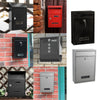 Outdoor Wall Mounted Mailbox Lockable Steel Mail Letter Post Secure Box Postbox