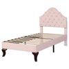 Velvet Upholstered Bed Single Size Bed 3ft w/ Headboard for Kids Teenager Pink