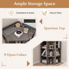3-Tier Corner Cabinet Wooden Open Corner Bookshelf w/Charging Station Grey