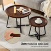 Double Round Coffee Table Set Elegant Brown Living Room