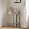 Wooden Tall Side Table Slim Narrow Night Stand Bedside Drawer Storage Cabinet