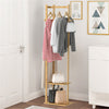 Bamboo Clothes Hanging Rail Garment Rack Hall Trees Corner Coat Stand