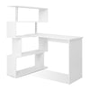 Mondeer L Shaped Computer Desk Corner Desk 360 Degree Rotatable Shelves White