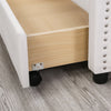 Double Size Bed Frame With Storage Drawers 4ft6 White Faux Leather Headboard