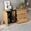 SIDEBOARD SIDE CABINET WITH 3 DRAWER STORAGE & LED OPEN SHELVES FOR LIVING ROOM