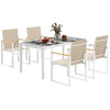 5 Piece Outdoor Dining Set, Garden Furniture Set with Tempered Glass Table Top