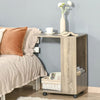 C Shaped Side End Table Rolling Bedside Table Coffee Table with Storage Shelves