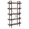 5 Tier Industrial Bookcase Bookshelf Rustic Wood Storage Display Shelving Unit