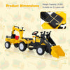 3 in1 Kids Ride On Excavator Pedal car Bulldozer Tractor with 6 Wheels & Trailer