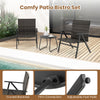 3 Piece Patio Bistro Rattan Furniture Set with 2 Armchair and Table
