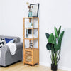 Bamboo Bathroom Cabinet Storage Tall Slim Furniture Toilet Kitchen Cupboard Door