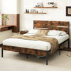 Metal Bed Frame Industrial Platform Bed King Size-Brown