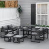 9PC Garden Dining Cube Set Aluminium Dining Table Armchairs Footstools Cushion