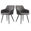 2PCS Grey Dining Chairs Upholstered Faux Leather Accent Chair Lounge Office