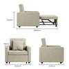 Cream 3-in-1 Folding Sofa Bed Pull Out Convertible Chair Fabric Recliner Sleeper