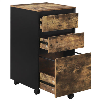 Mobile File Cabinet pedestal Storage with 3 Drawers Lockable Casters Under Desk