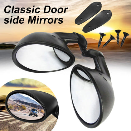 1 Pair Universal Car Classic Door Wing Side Mirror Rearview Vintage Black L+R