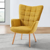 Wingback Lounge Armchair & Footrest Linen Wood Living Room Single Sofa Chair Set