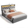 OTTOMAN STORAGE UPHOLSTERED BED FRAME 4FT6 DOUBLE WITH USB PORT & LED LIGHT NEW
