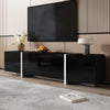 TV Stand 170 cm Black TV Unit Cabinet with Door Drawer Storage High Gloss Front