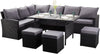 Nustone L Shaped Sofa Rattan Garden Patio Dining Set - Seating 8 in Black 10C01D