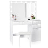 Modern Dressing Table with LED Lights Mirror Stool Drawers Vanity Makeup Desk