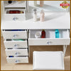 Vanity Table Stool Set Dressing Table With Mirror Drawers Makeup Desk Bedroom