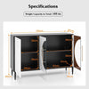Modern Sideboard w/ Tempered Glass Door Kitchen Buffet Storage Cabinet w/3 Doors