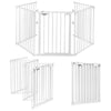 5-panel Metal Baby Pet Playpen Fireplace Fence Safety Fence Lockable Gate White