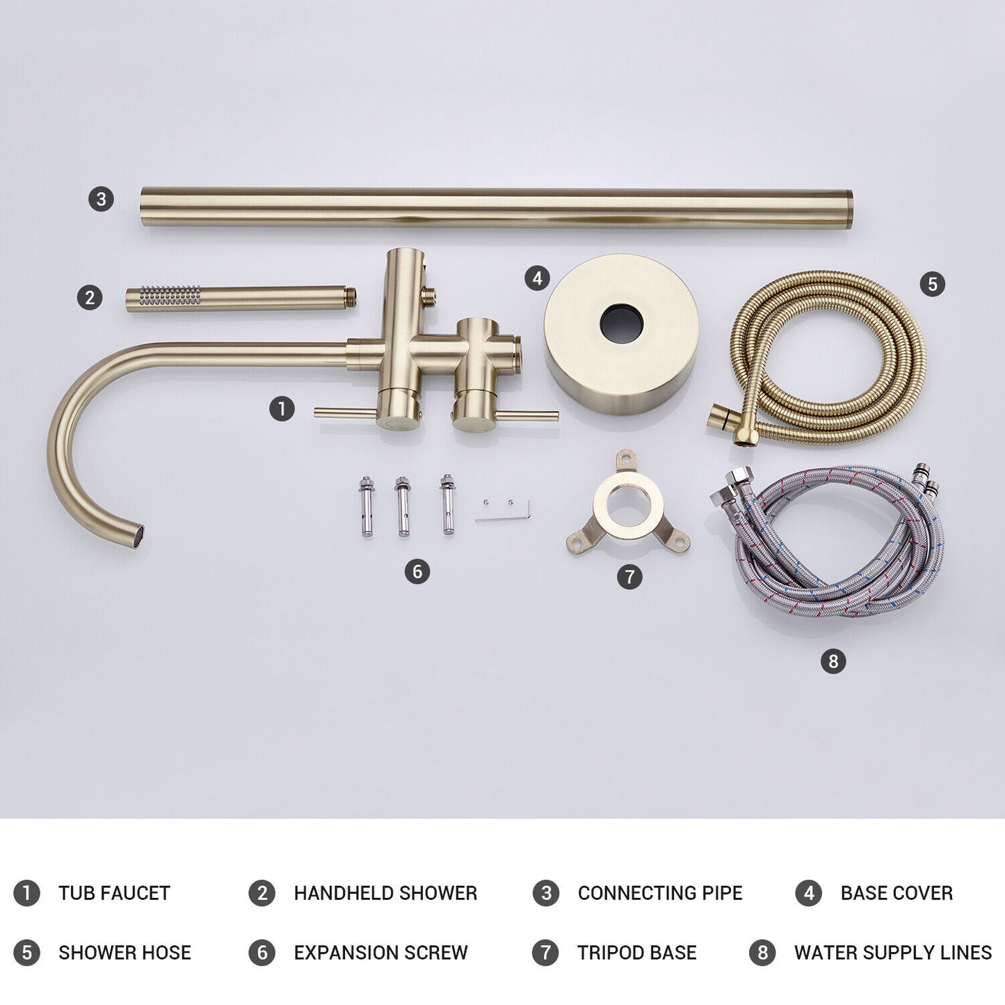 Brass Bathroom Bathtub Mixer Taps Bath Filler Spout And Handheld Shower Set UK