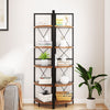 160cm Tall Corner Storage Shelves Display Rack X-shaped Brackets-Coffee