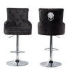 Luxury Velvet Lion Knocker Quilted Back Dining Chair Black Grey Tall Bar Stool