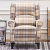 Recliner Armchair Tartan Chair Wing Back Sofa Lounge Chair Adjustable Footrest