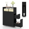 Slim Bathroom Storage Cabinet Narrow Rolling Storage Organizer-Black