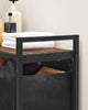 3 Compartment Black Steel MDF Laundry Basket with Removable Bags Organizer