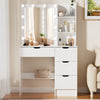 4 Drawers Vanity Table Set White Dressing Table with Mirror and 10 LED Bulbs NEW