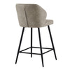 2 Pcs Beige PU Bar Stools Restaurant Bar Stools Soft Padded Seat Back Metal Legs