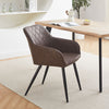 Set of 2 Faux Leather Dining Chairs Diamond Seat with Hole Design Modern Chair