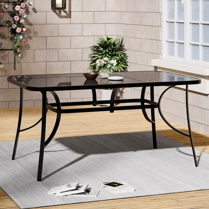150cm Large Patio Table Garden Backyard Coffee Table Outdoor Dining Table w/Hole
